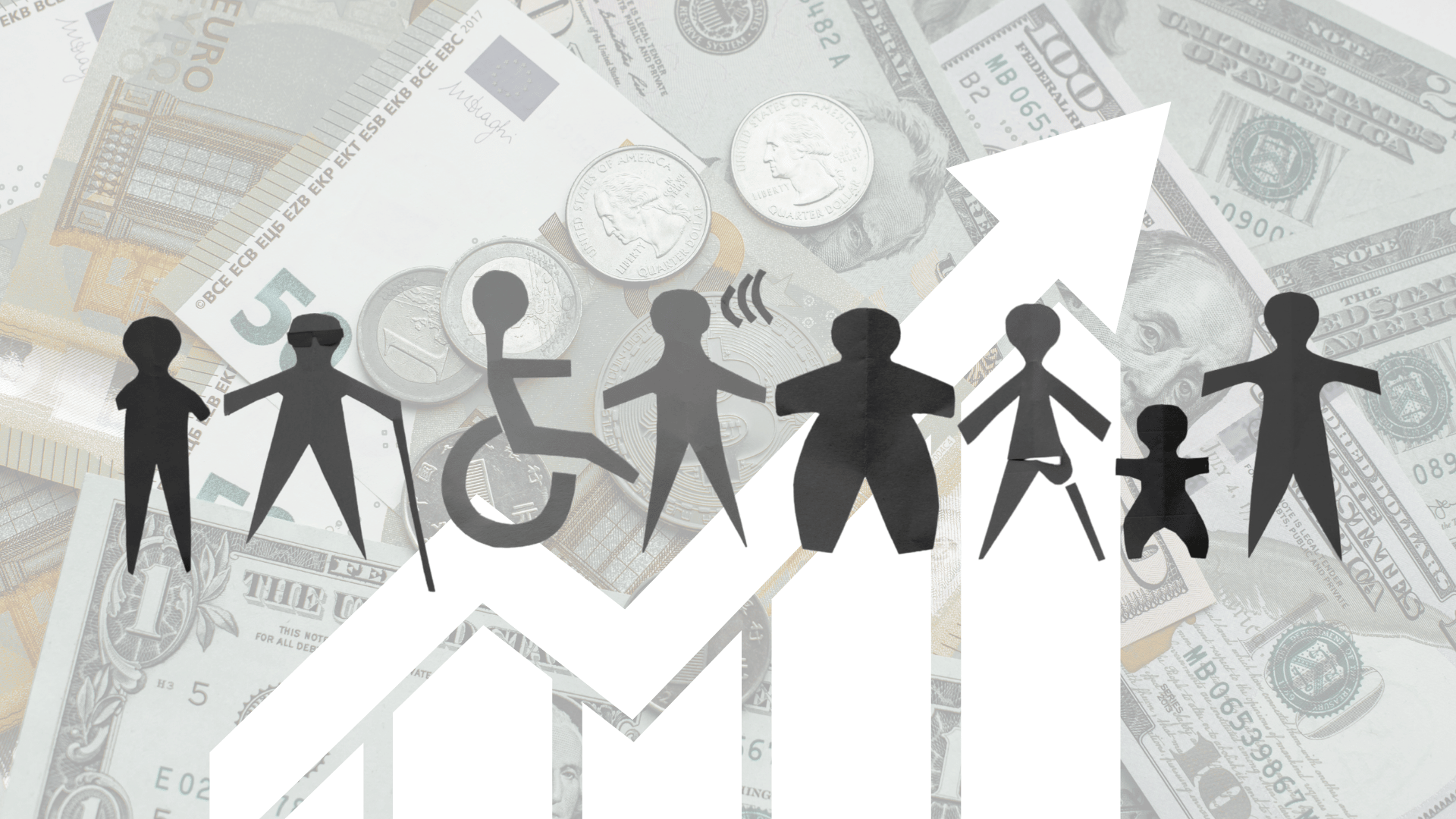 diverse money with diverse people on top